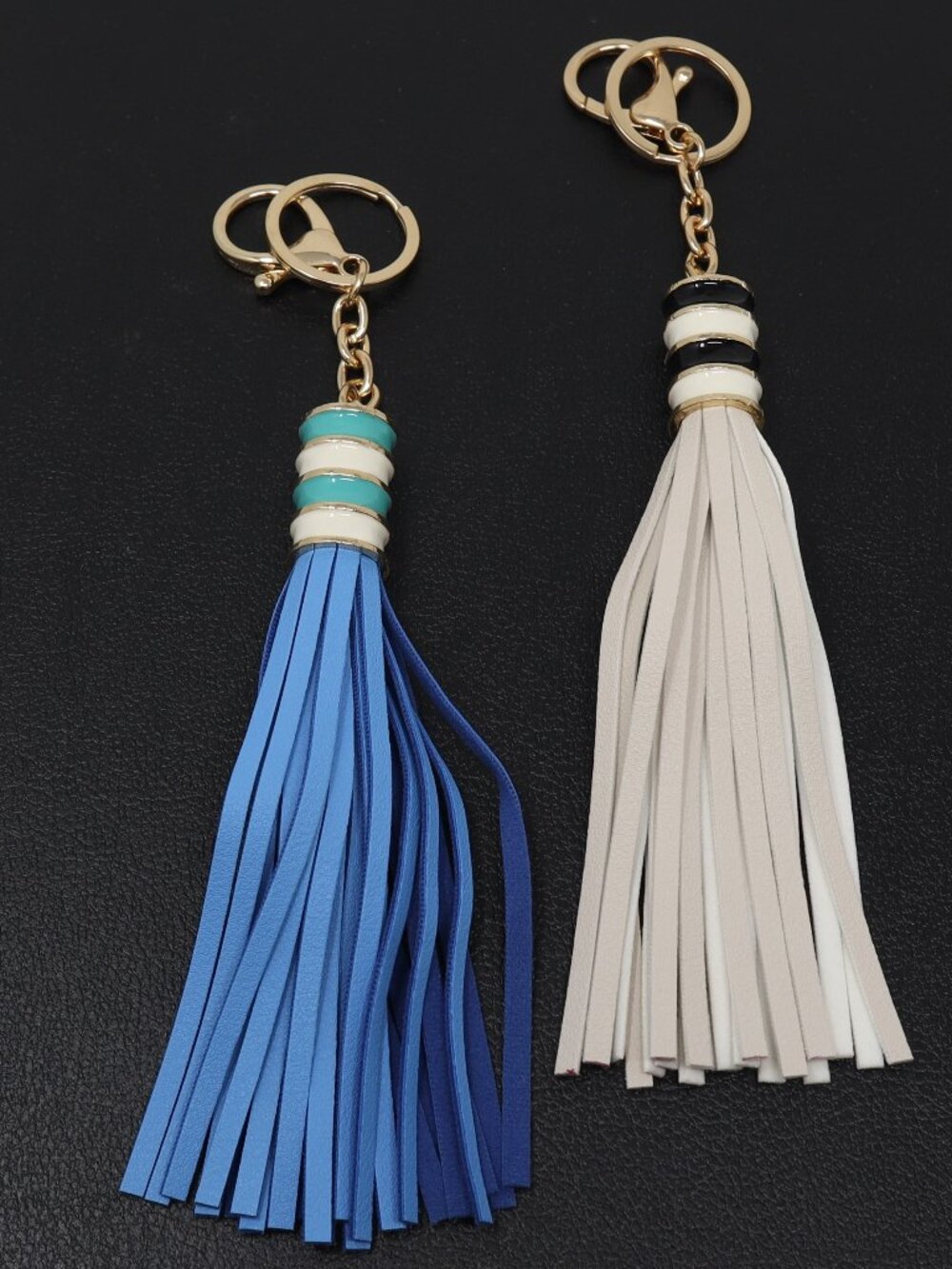 2pc Gold Two-Tone Charm Tassel Key Chain and Purse Charms